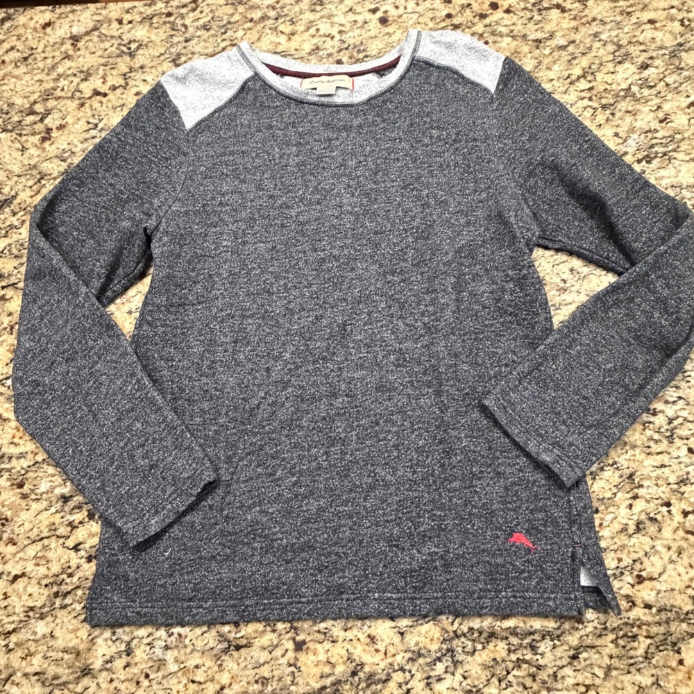 Tommy Bahama‎ Womens Gray Heathered Long Sleeve Pullover Sweatshirt Top Size M